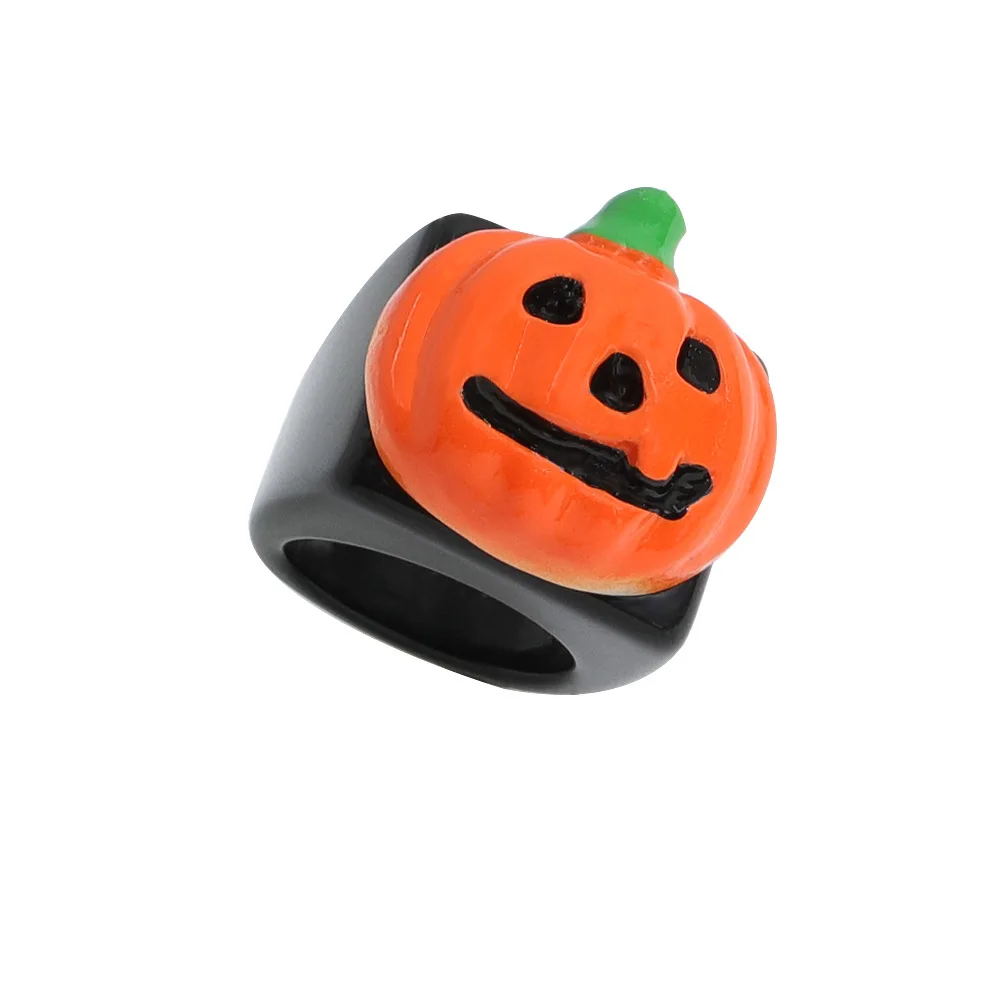 Wholesale Halloween Ring Skeleton Ghost Bat Pumpkin Creative Resin Index Finger Acrylic Rings Jewellery