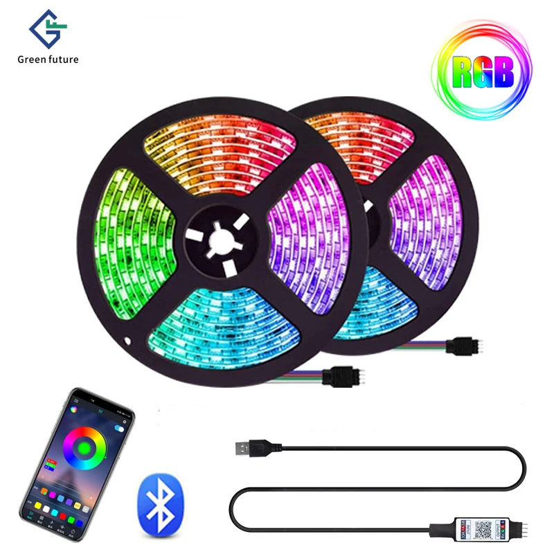 10 м светодиодная лента для синхронизации музыки 5050 Rgb 5 В Usb Bluetooth приложение и 24 ключа ИК-пульт дистанционного управления подсветка домашнего ТВ