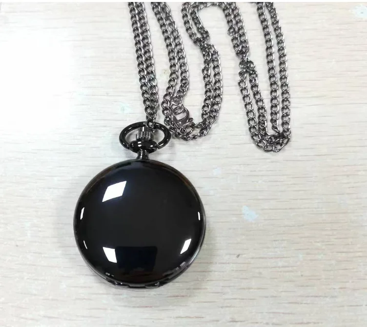 Fashion Smooth Colors Alloy Men Quartz Men Classic Fob Roman Number Black Face Polished Pocket Watches