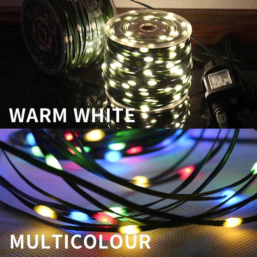 50m 100m Led Lights 8modes Festoon Waterproof Outdoor 24V Fairy Lights Rubber-insulated Wire String Lights Garden Decoration