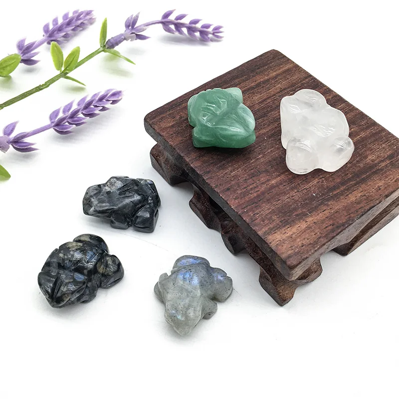 Wholesale Natural crystal mini carving Hand Made clear quartz frog heading crystal mini animals for home decoration and Sale