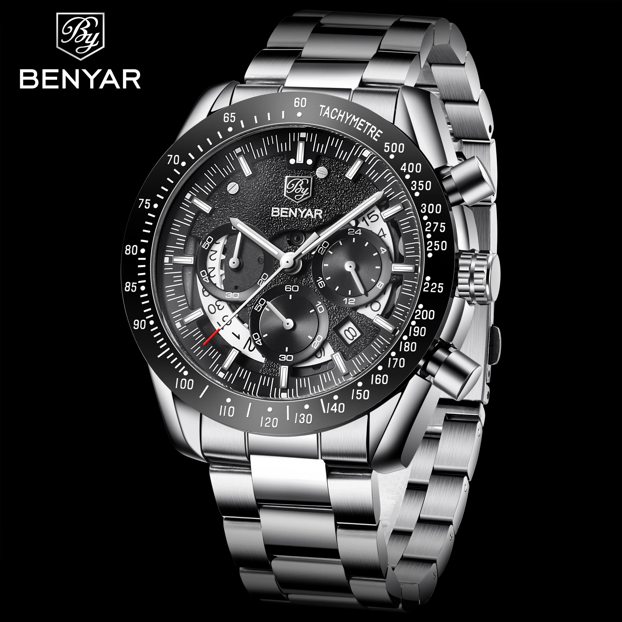 Горячая Распродажа benyar 5120 Новая мода с водонепроницаемым чехлом и возможностью погружения на глубину до 30 м хронограф наручные кварцевые мужские часы с ремешком из нержавеющей стали