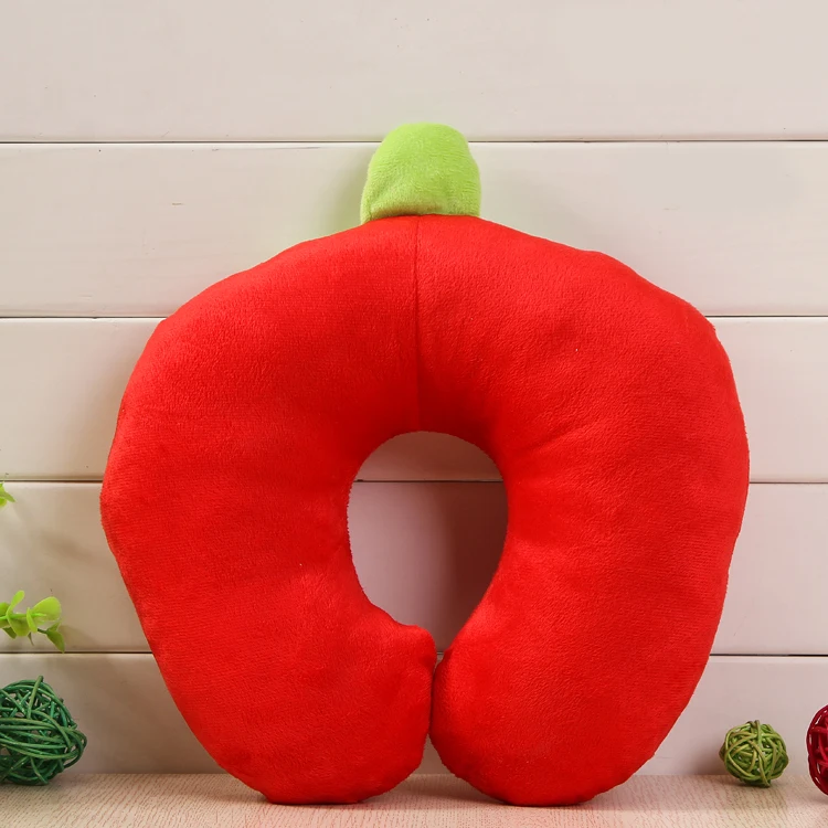 Customizable animal short plush u-shape travel pillow bear memory foam pillow strawberry pattern lovely neck  pillow