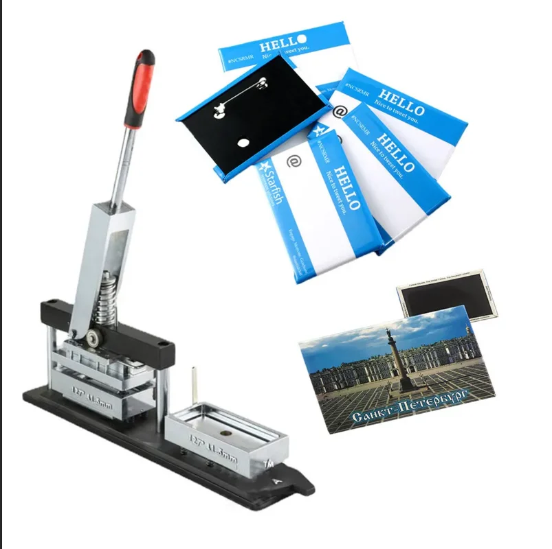 127*41.5mm tin rectangle fridge magnet making machine + paper cutter + 1000pcs fridge magnet materials