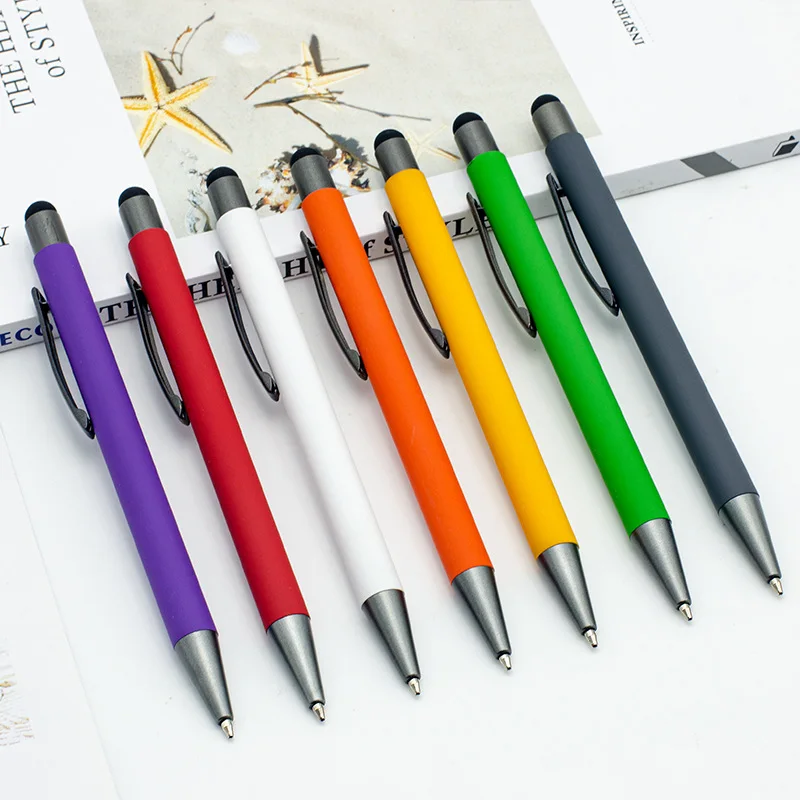 Metal Spray Glue Aluminum Rod Pen Business Office Advertising Ballpoint Pen Creative Stationery Gift Pen with custom logo