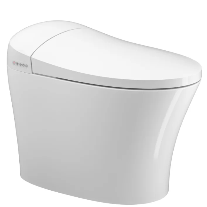 One-Piece Integrated Bidet luxury heated seat, warm dryer, White (Foot sensor ( flush