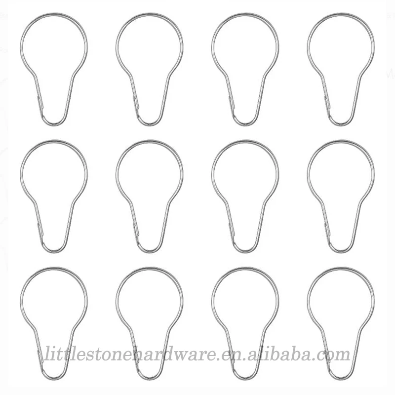 
Simple Pear Shower Curtain Rings Fits Standard Shower Curtains Easy Slide Design 