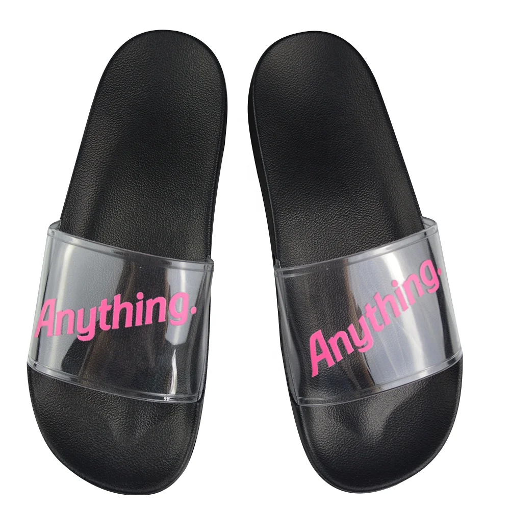 China Factory Printed Your Name Men Slides Women House Stylish Slippers Transparent Custom Flip Flops