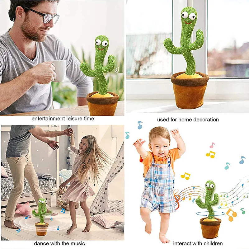 Hot selling funny kids toys gifts dancing cactus doll talking singing repeating cactus plush toy