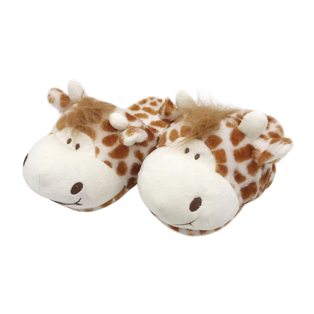 Fuzzy Animal Plush Slippers for Women and Men Cute Cartoon Giraffe Plush Novelty Animal Shape Indoor Home Cotton Animal Slipper
