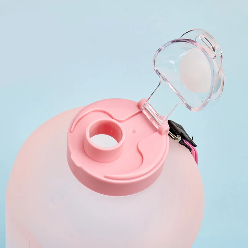 2.2L straw water bottle 1-gallon motivational drinking bottle plastic sport jug with time marker