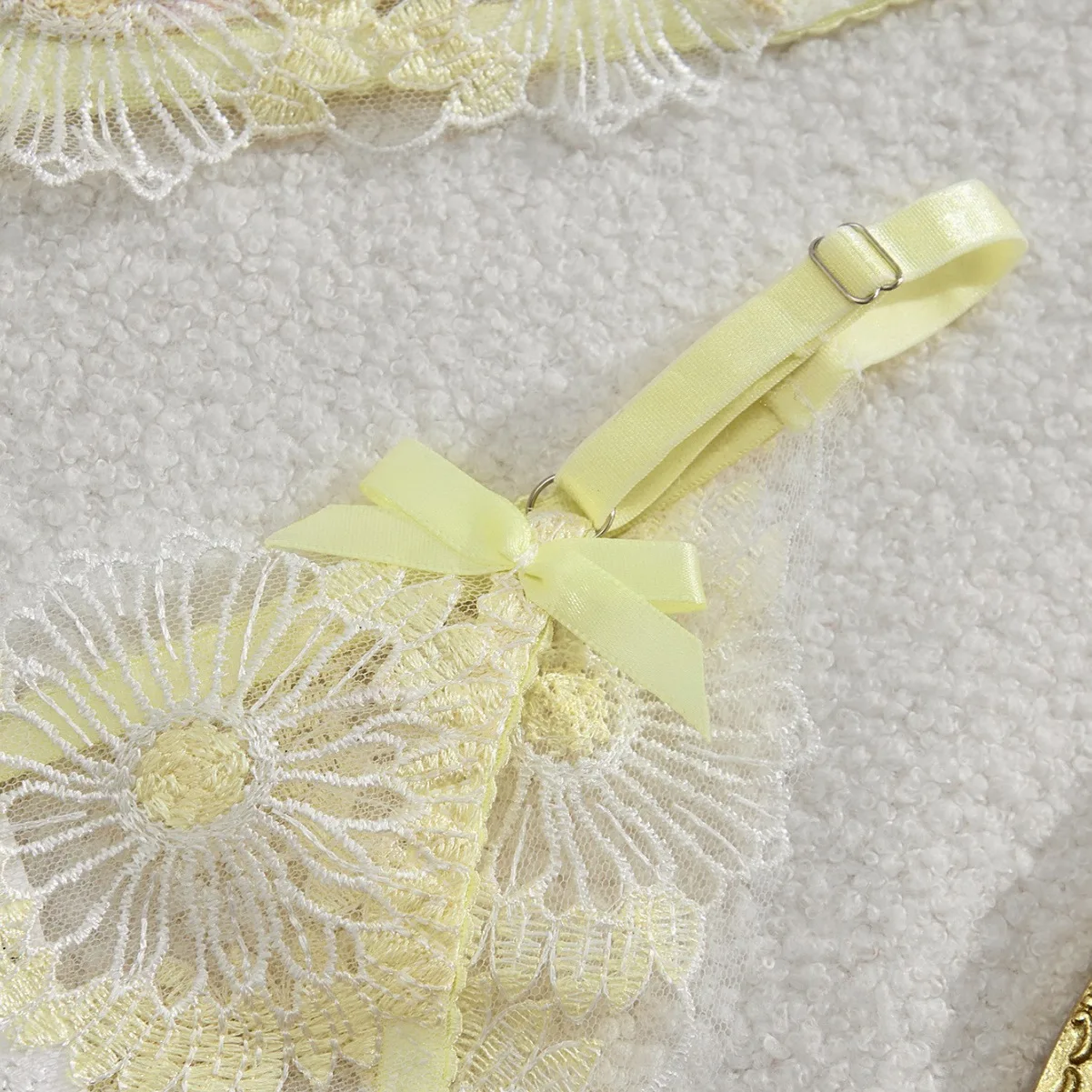 YILIMI High Quality Light Yellow Sexy Lingerie Two Piece Set Floral Embroidery Underwear For Women Sweet Cute Sexy Lingerie Set