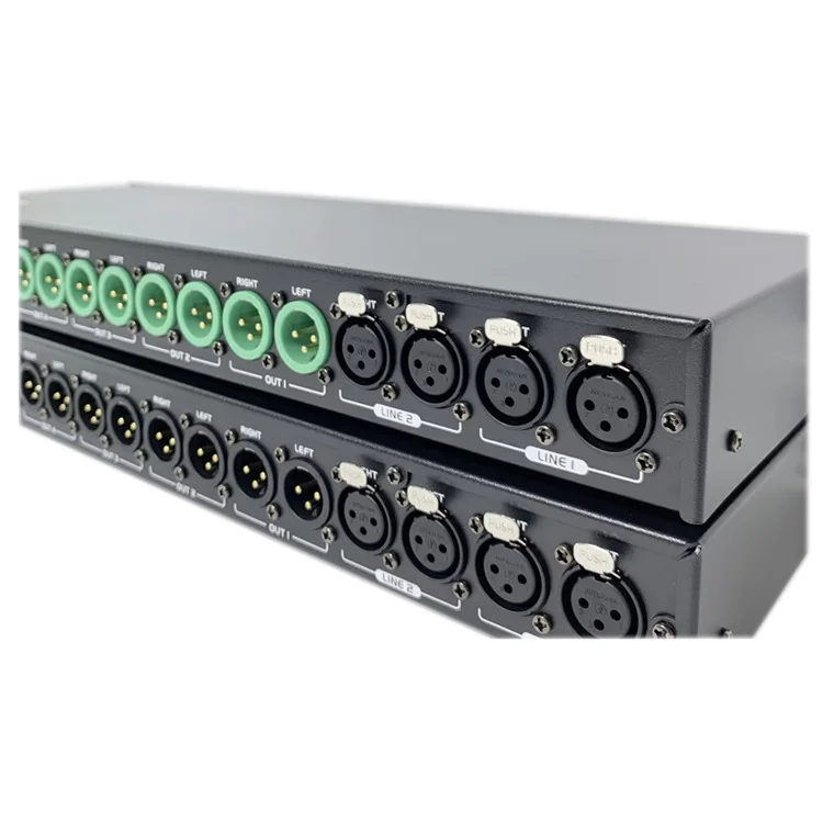 FS26 Professional Stereo Mono Audio Signal Splitter Amplifier Distributor 2-In-6 out XLR Stage Old School Professional Audio