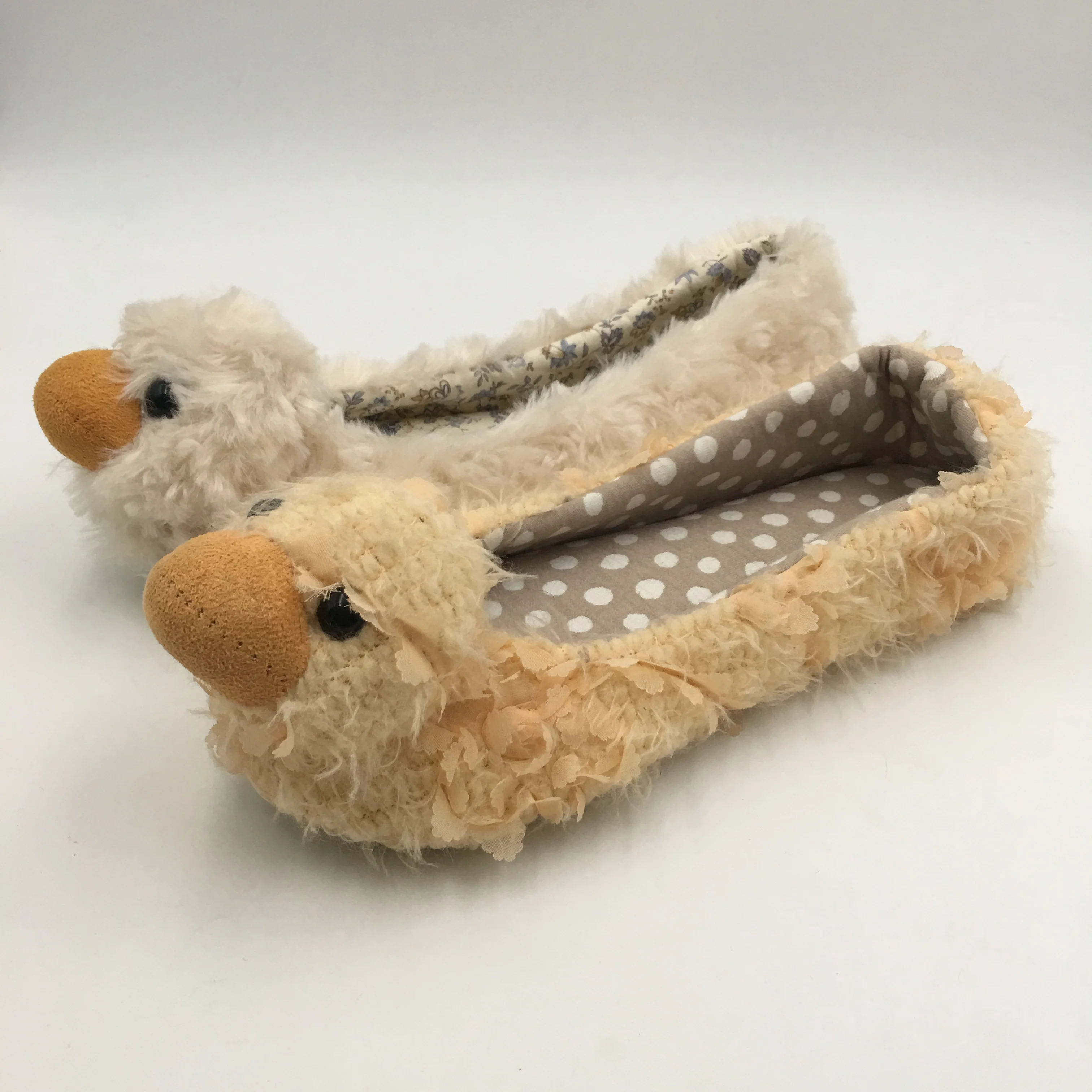 Cheap plush indoor animal cute duck ballerina slippers house shoes for ladies