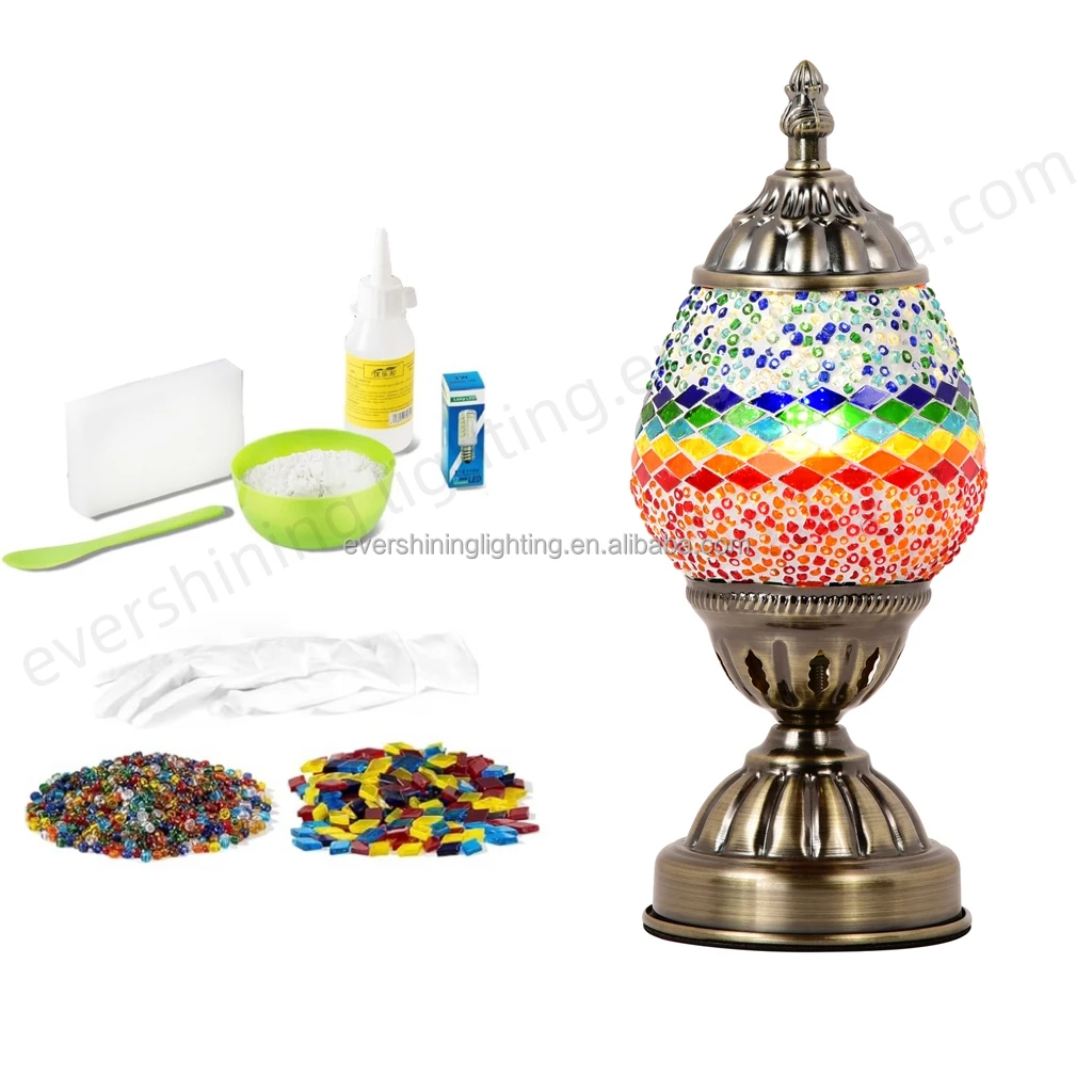 Marrakech Handmade Moroccan turkish mosaic stained glass lamp diy home kit