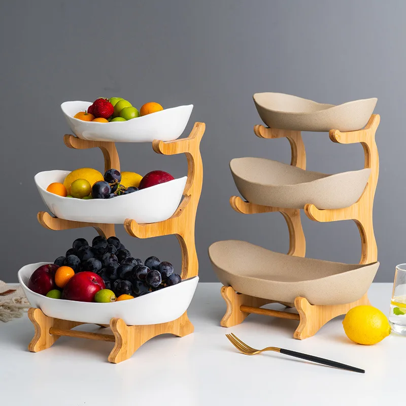 Household 3 Layers Food Container Dish Pottery Ceramic Plate Ceramic Dinner Set Dish & Dinnerware Fruit Plate
