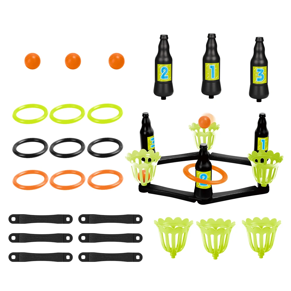 Kids Balls & Ring Toss Game Indoor DIY Shapes Toss toys With Flower cups,Ring,Bottles And Balls For Home Outdoor Play