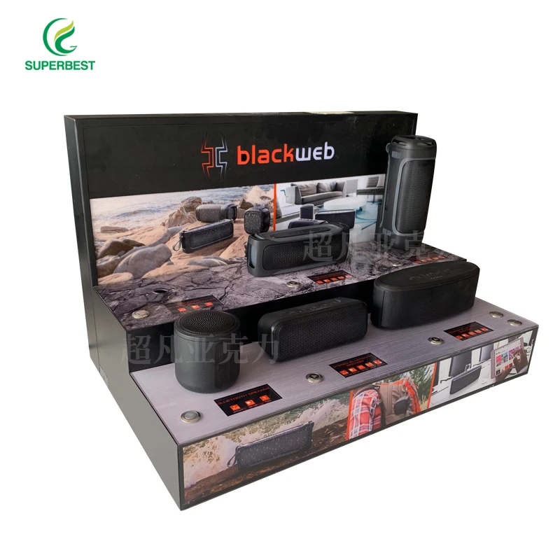 Customizable Supermarket shelf Hot plastic Audio Merchandise Product Displays Music Speaker Accessories Acrylic Retail Displays