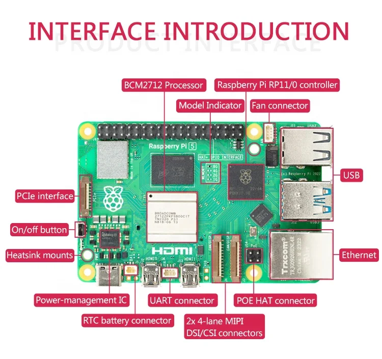Official Original Raspberry Pi 5 Kit RPI 5-4GB 8GB Arm Dev Board Cortex-A76