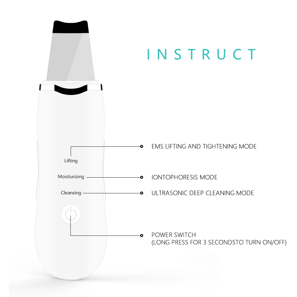 2022 Electric facial dead skin peeling professional sonic cleaning ultrasonic skin scrubber blackhead remover face spatula