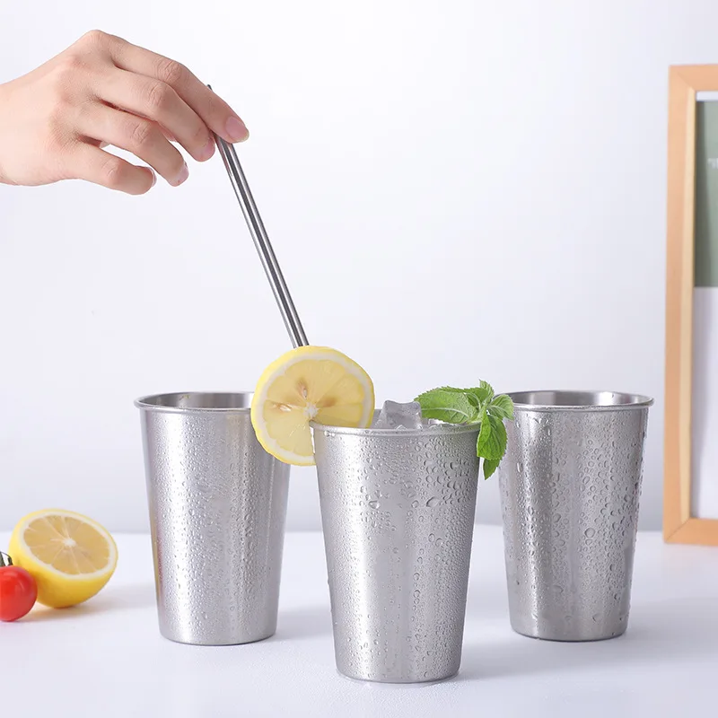 Wholesale Bar Beer Single Wall Stackable Tumbler 304 Stainless Steel Custom Metal Shot Glass Mug Pint Cups