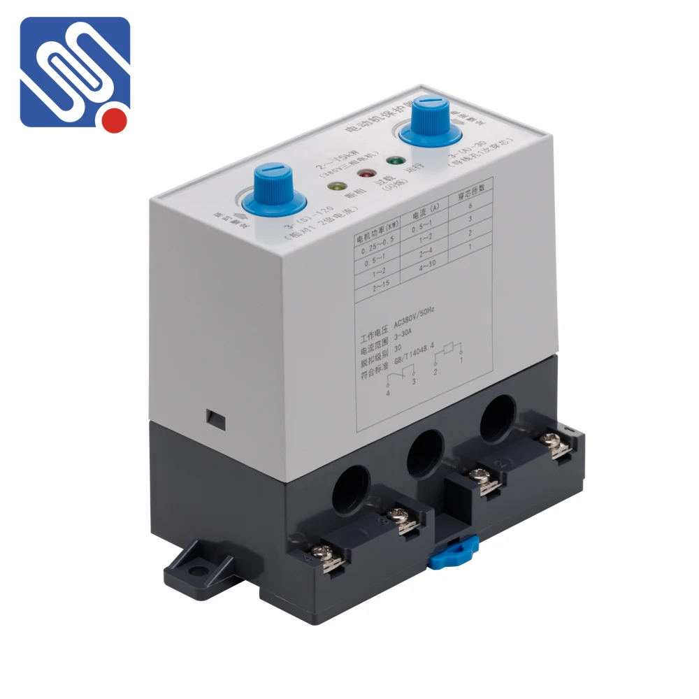 Meishuo motor protection relay 2~15kW Overload relay protector 380v three phase motor Delay/current setting