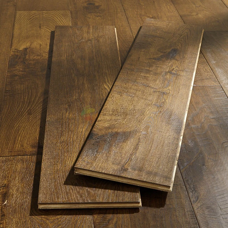 Smooth Surface Ab Grade Handscraped Surface Asian Walnut Engineered Wood Hardwood Flooring