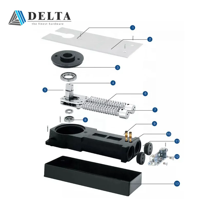 Delta supply two speed variable adjustable floor closer door control glass Hardware Wholesale
