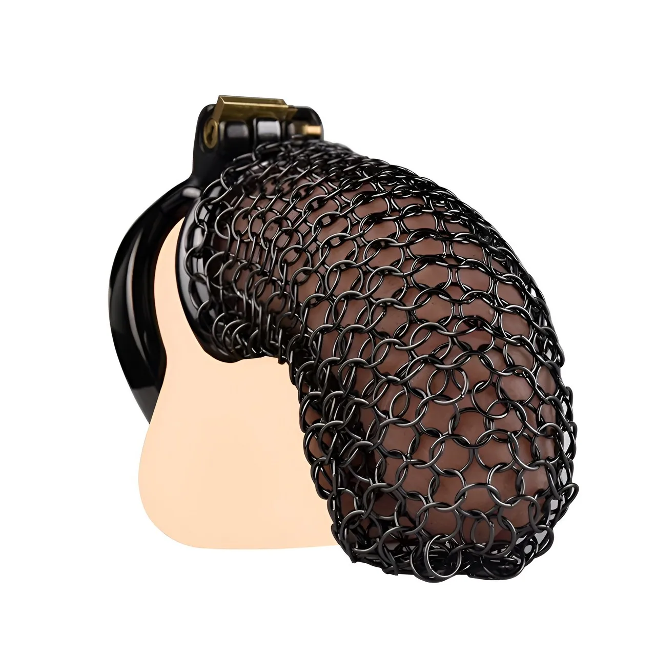 FRRK new chain metal CB lock retractable stainless steel chastity male penis lock penis cage fun
