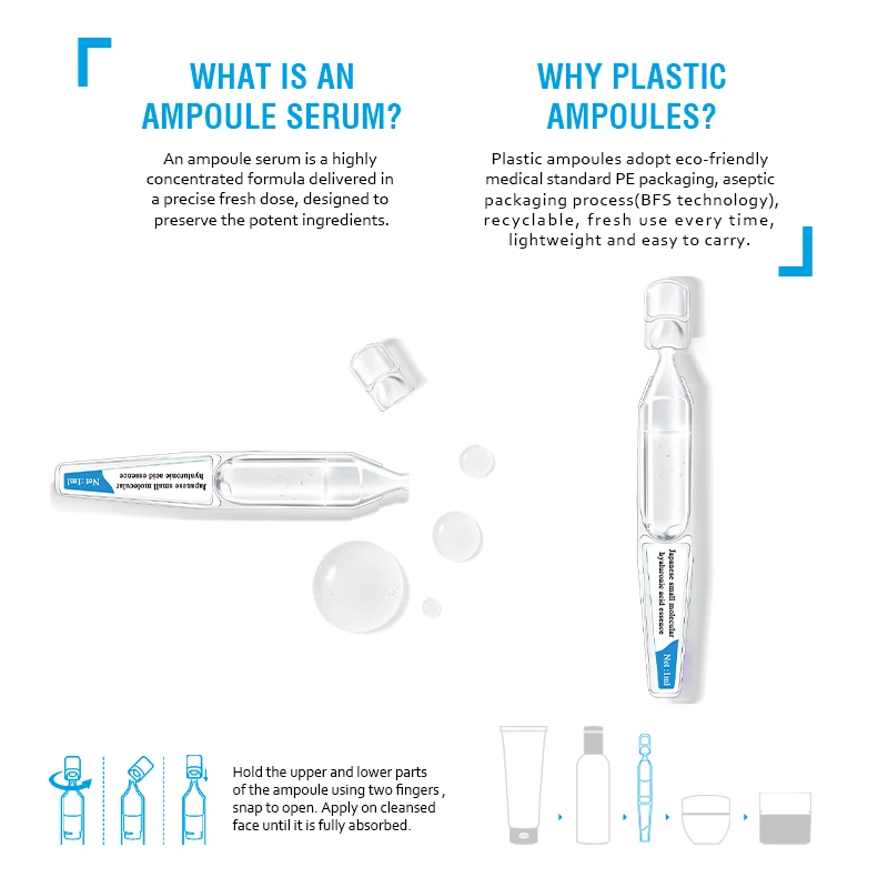 Kangrong private label skin care moisturizing hydrating erythritol Japanese small molecule hyaluronic acid ampoule face serum