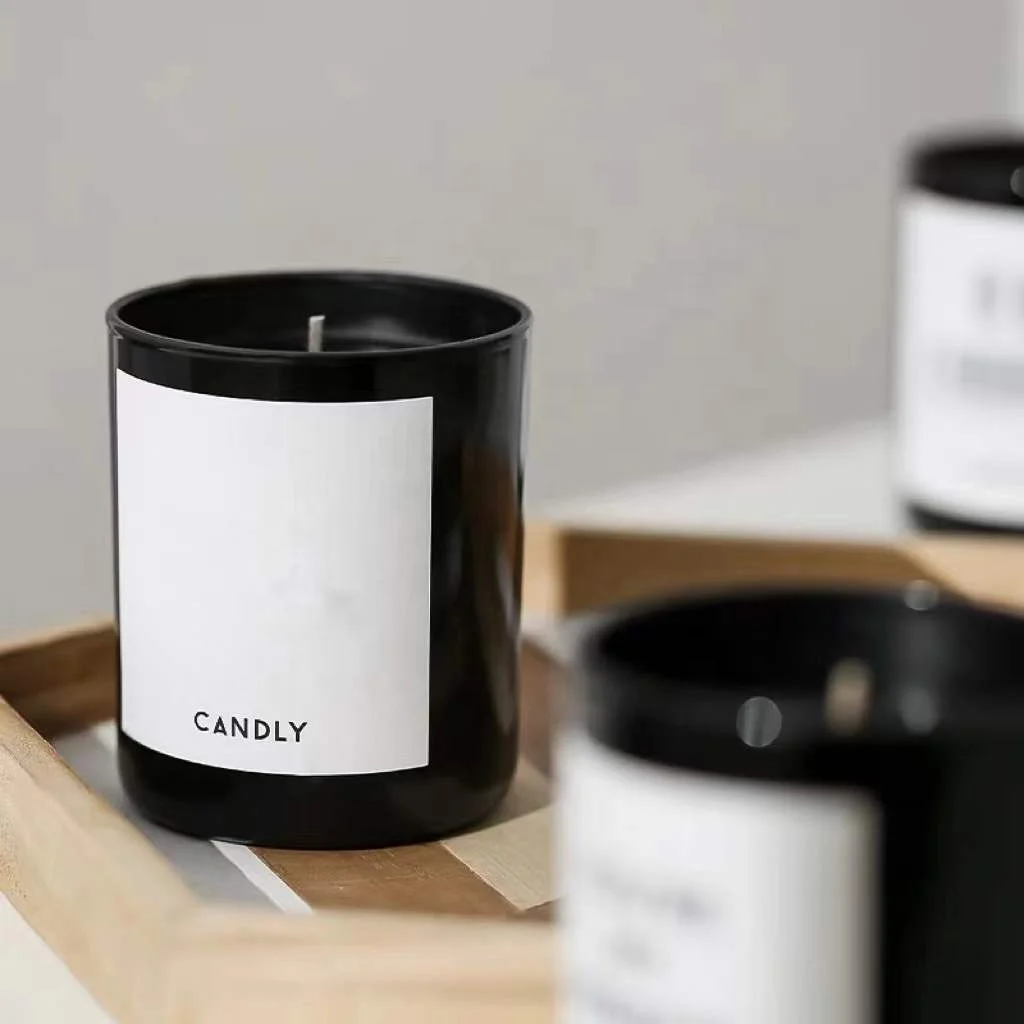 Custom Printed 230Ml 320Ml 500Ml Glass Candle Jar Matte Black Candle Vessels With Lids Wholesale In Bulk Fast Shipment