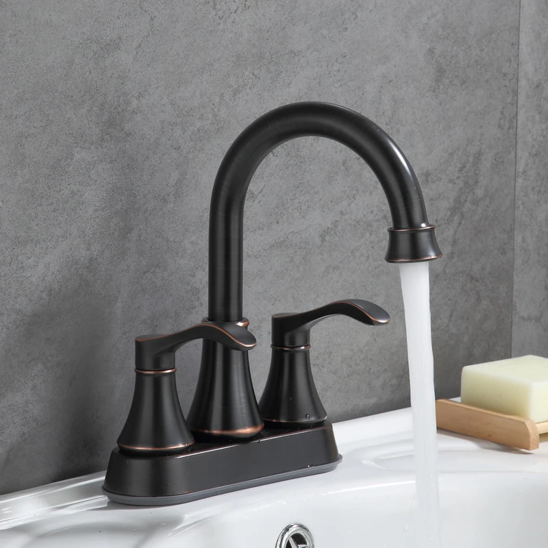 4-Inch Centerset Lavatory Basin Faucet Classic Contemporary Design 3 Holes Polished Surface Double Handle Mixer Tap NBYT-5111