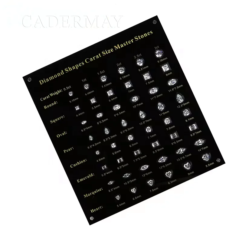 Cadermay 8 Shapes Carat Size Master Stones from 0.5 ct -3 ct  Cubic Zirconia Diamond gemstool  Master Tester Tools set