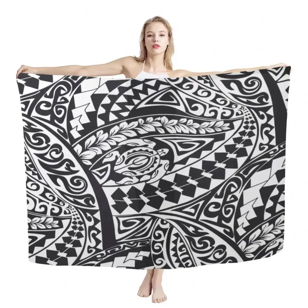 TD Low Price Polynesian Sarong Batik Indonesia Custom Chiffon Bikini Cover Up Sarong Scarf