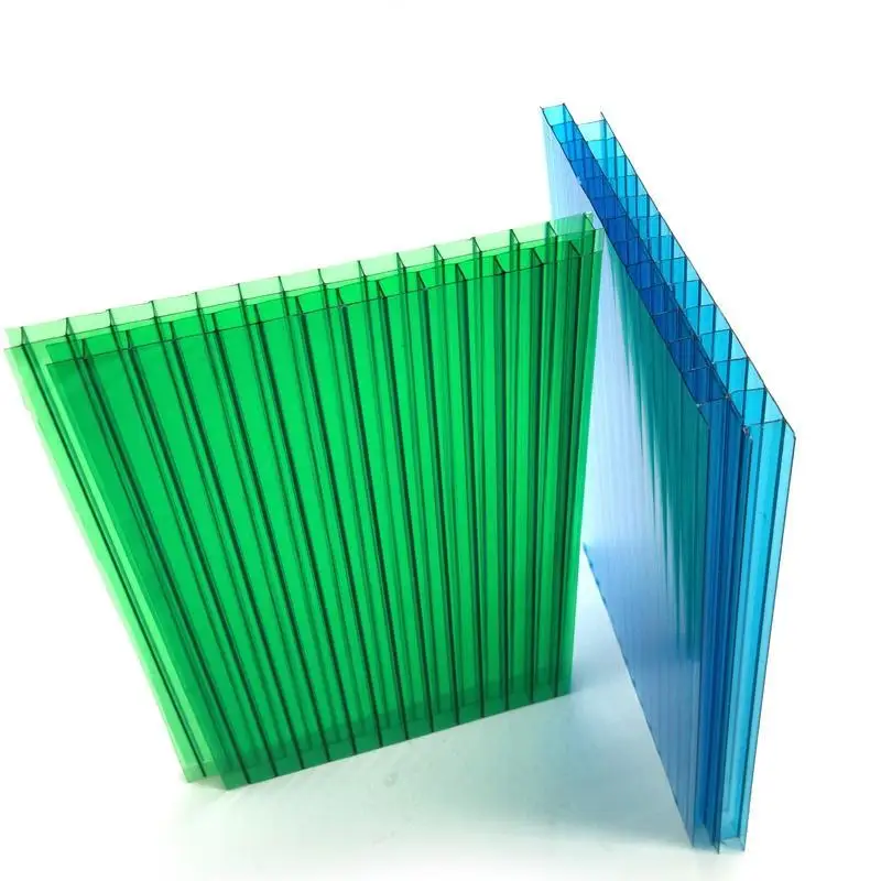 Clear 16mm 4x8 Polycarbonate panel pc material plastic four layers hollow  poly carbonate sheet factory cheap price