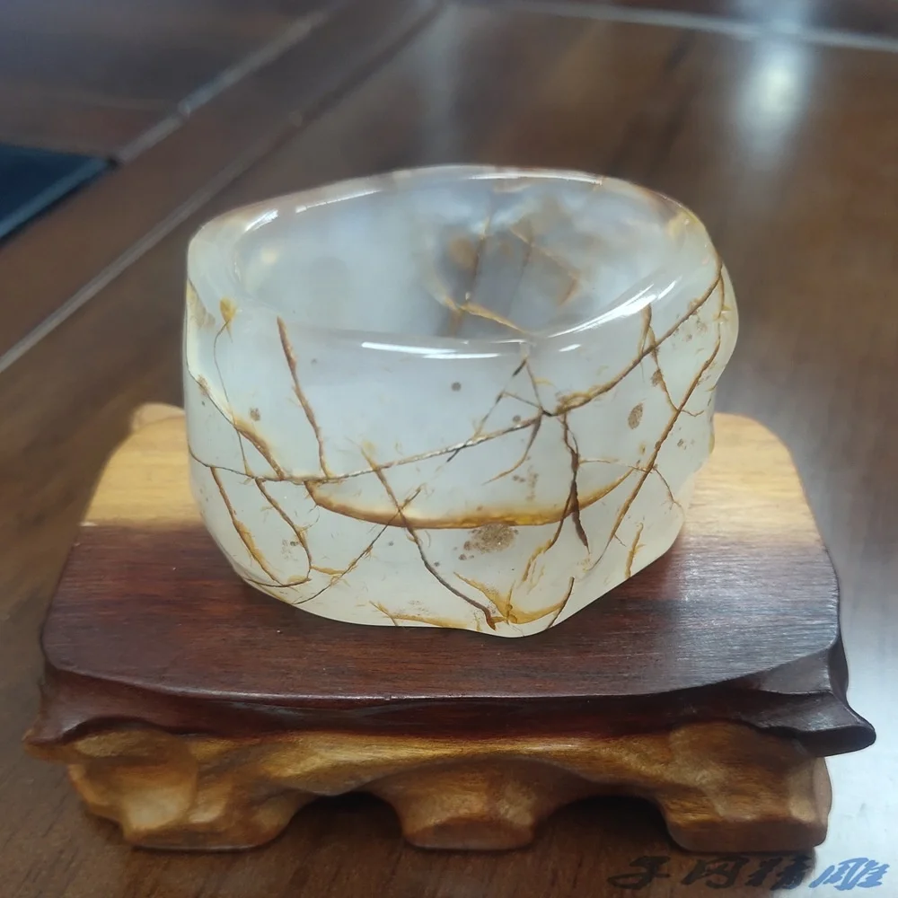 Fine tea cup agate raw stone horse natural raw skin water punch tea bowl Master cup glass agate fine tea cup