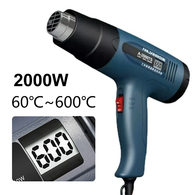 Industrial Hot Air Gun 2000W Digital Display Temperature Control Adjustment Two Speed  Soldering Hot Air Blower Heat air Gun