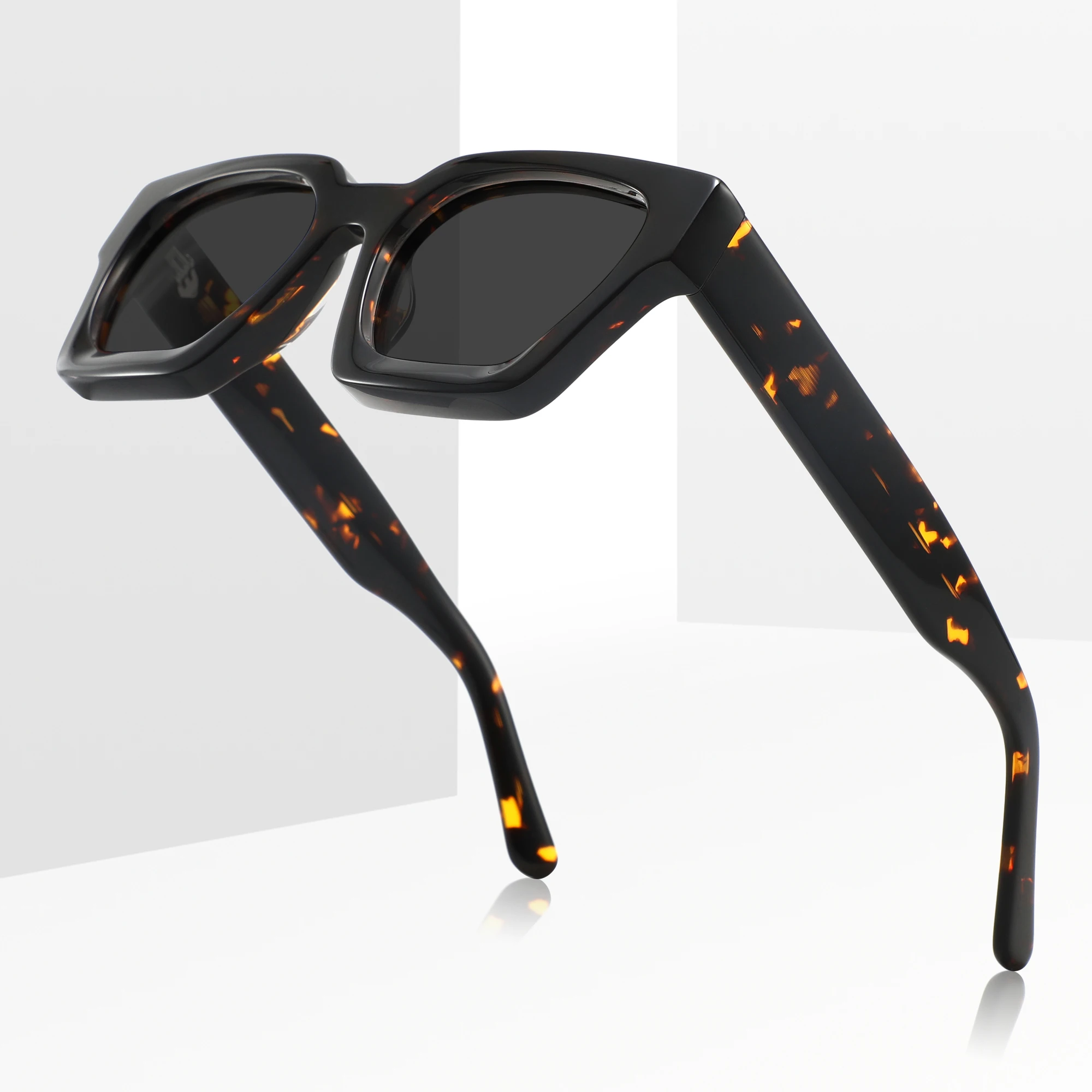2023 Vintage Rectangle Thick Acetate Gafas Women 2023 Men Shades Acetate Frame Customized Logo Polarized Acetate Sunglasses