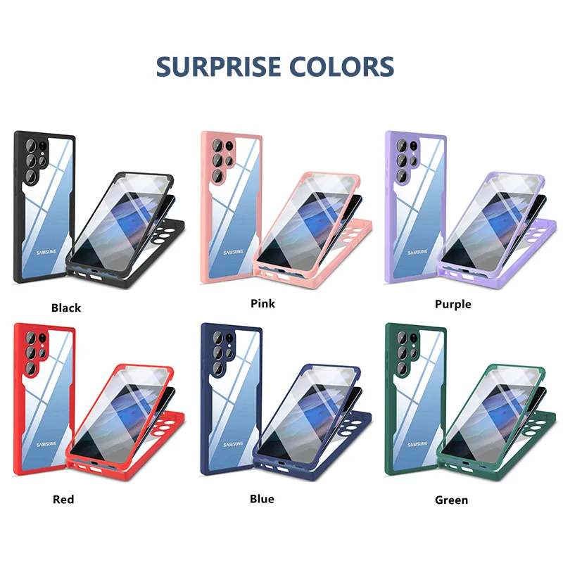 360 Full Body Protection Case For Samsung Galaxy S22 Ultra S21FE S23 Plus A13 A32 A52 A72 A53 A73 Front Screen Shockproof Cover