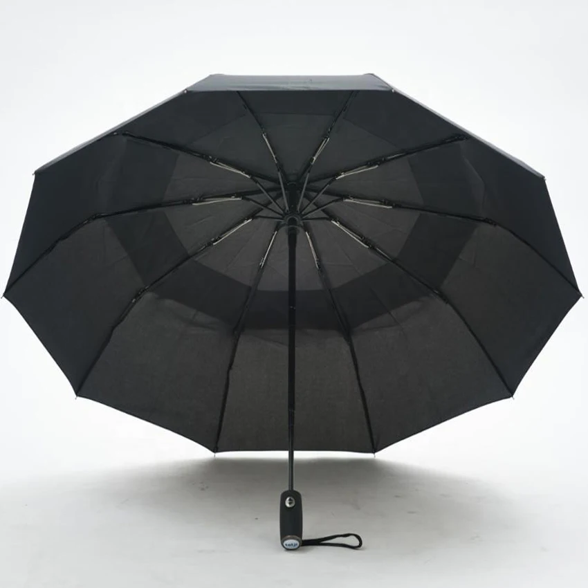Double Canopy Newly Designed  Fiberglass Constructed ten Ribs  With Push Button Auto-open close Feature three fold umbrella