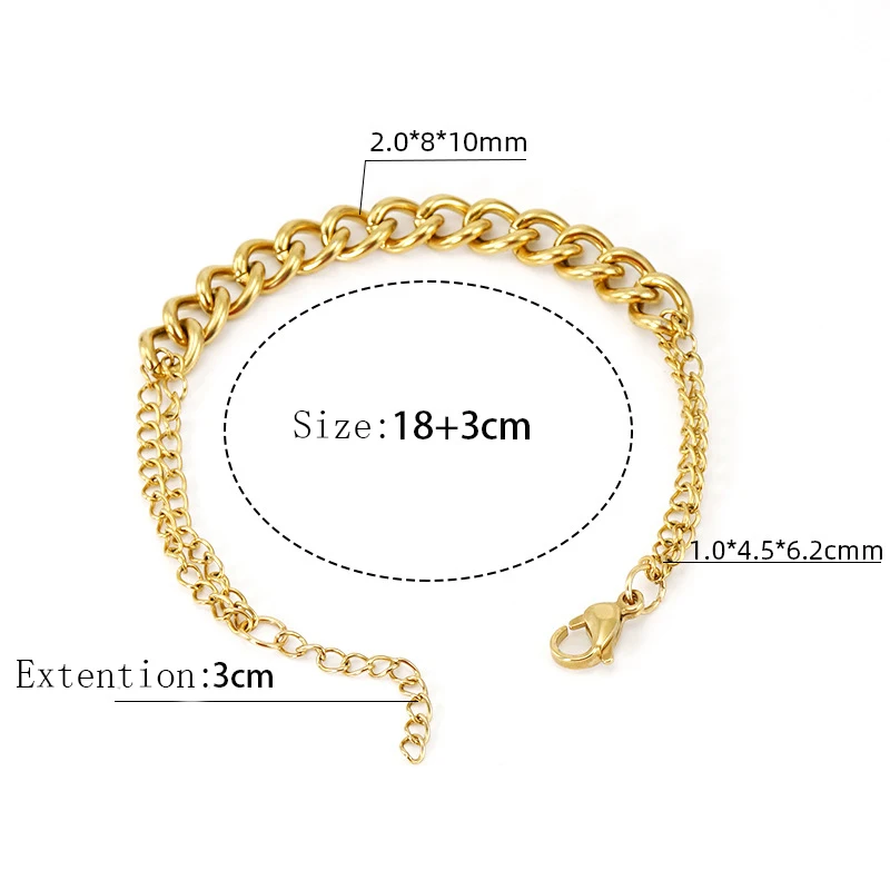 Fashion Joker 18K Gold Titanium Steel Chain Cross-Border European American Stainless Steel Bracelet Men Women Jewelry