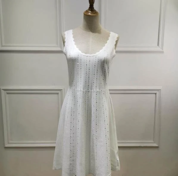 Conventional Sleeveless Square Collar Diamond H Type Lotus Leaf Skirt Long Cotton Tight Dress