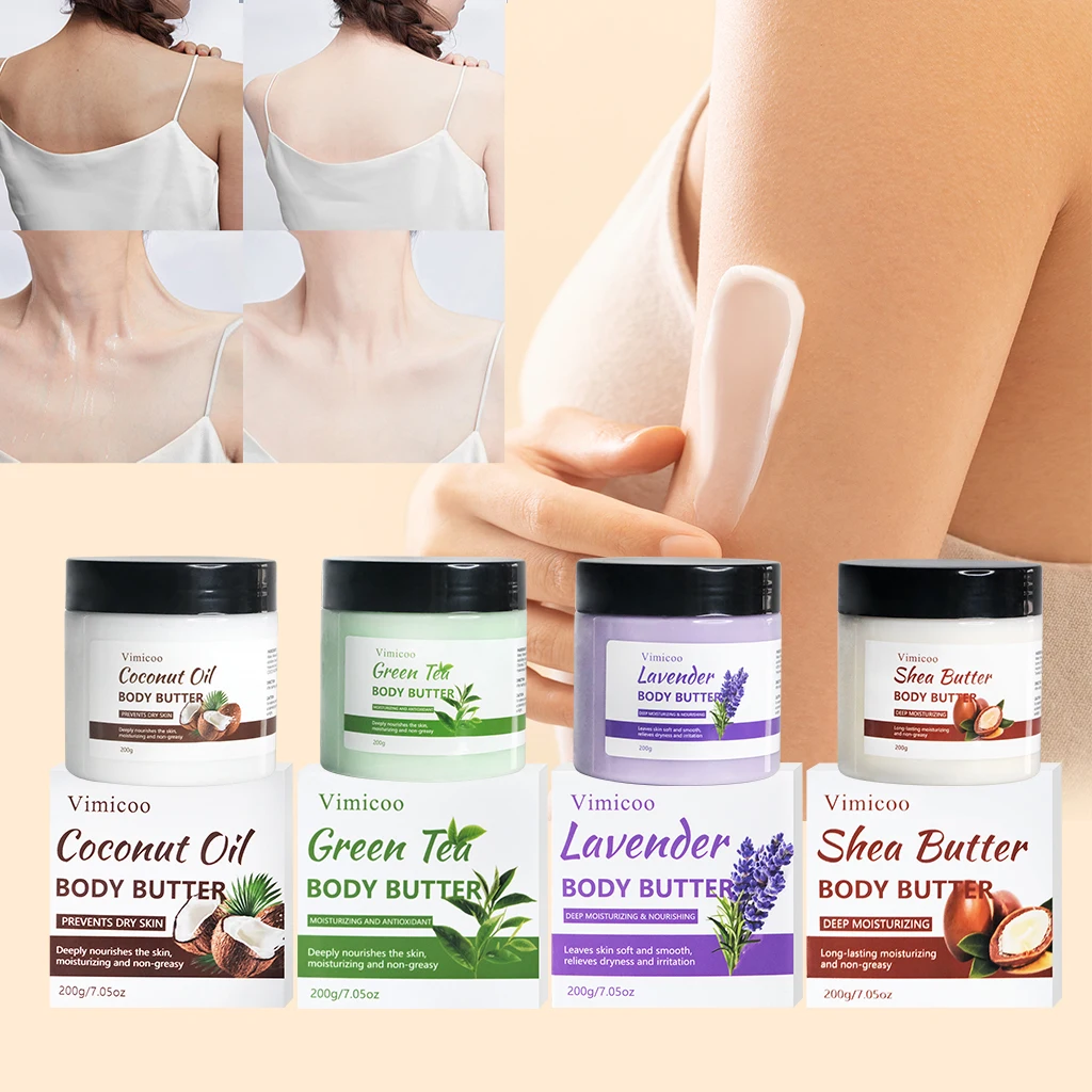 Private Label Moisturizing Repair No Greasy For Rough Dry Skin Body Cream Shea Butter Lavender Green Tea Coconut Body Butter