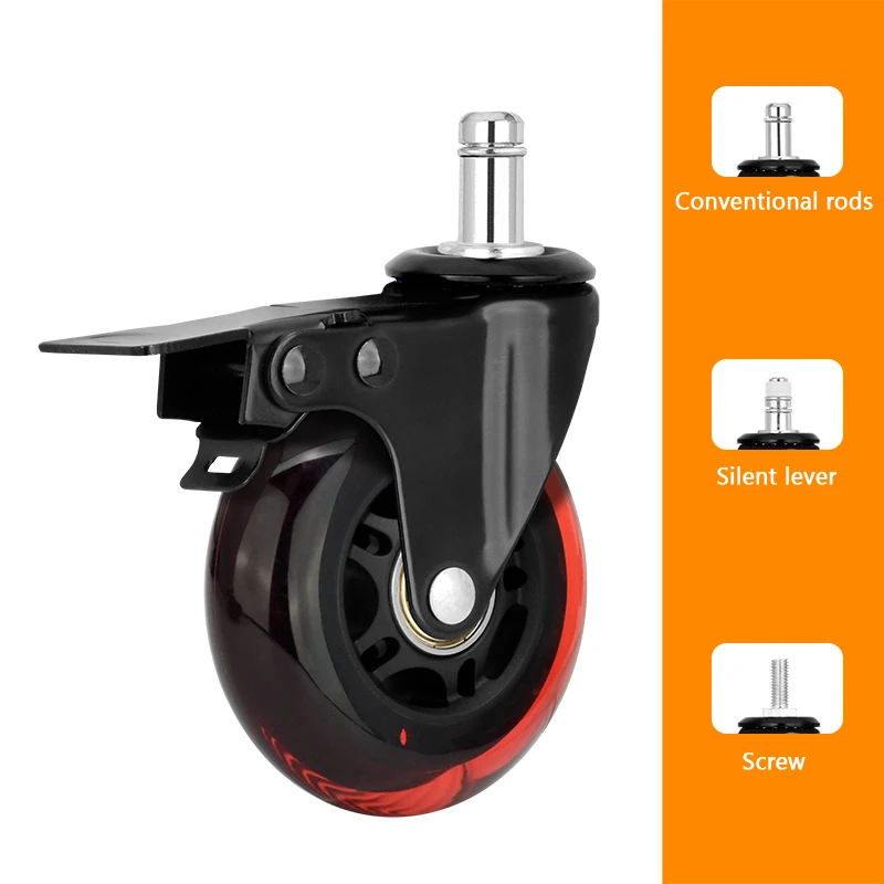 Universal Industrial Medical Heavy Duty Wheel PU Swivel Furniture Chair Caster with Brake 3 Inch Office Chair Caster Wheel