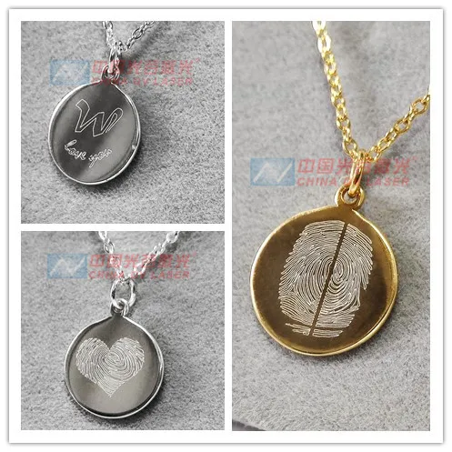Gold coin jewelry engraver laser machine rotary ring name writing printing machine on silver necklace