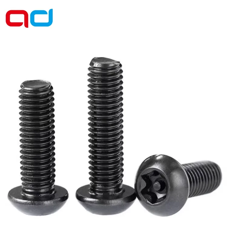 Black 304 Stainless Steel Inner Plum Blossom Anti-Theft Screw round Head Binding Column Bolt M3M4M5M6M8M10 with Titanium Washer