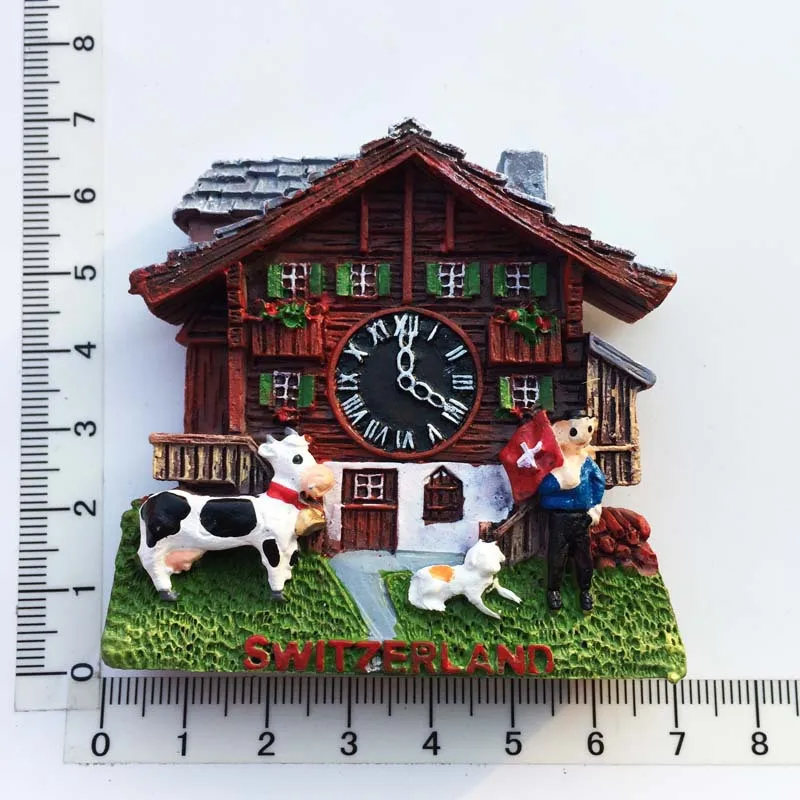 Germany Austria Switzerland travel souvenir resin crafts clock painted refrigerator magnet