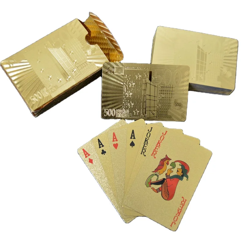 Custom New Quality Plastic PVC Poker Smooth Waterproof Gold plated Creative Gift Durable Poker Playing Card