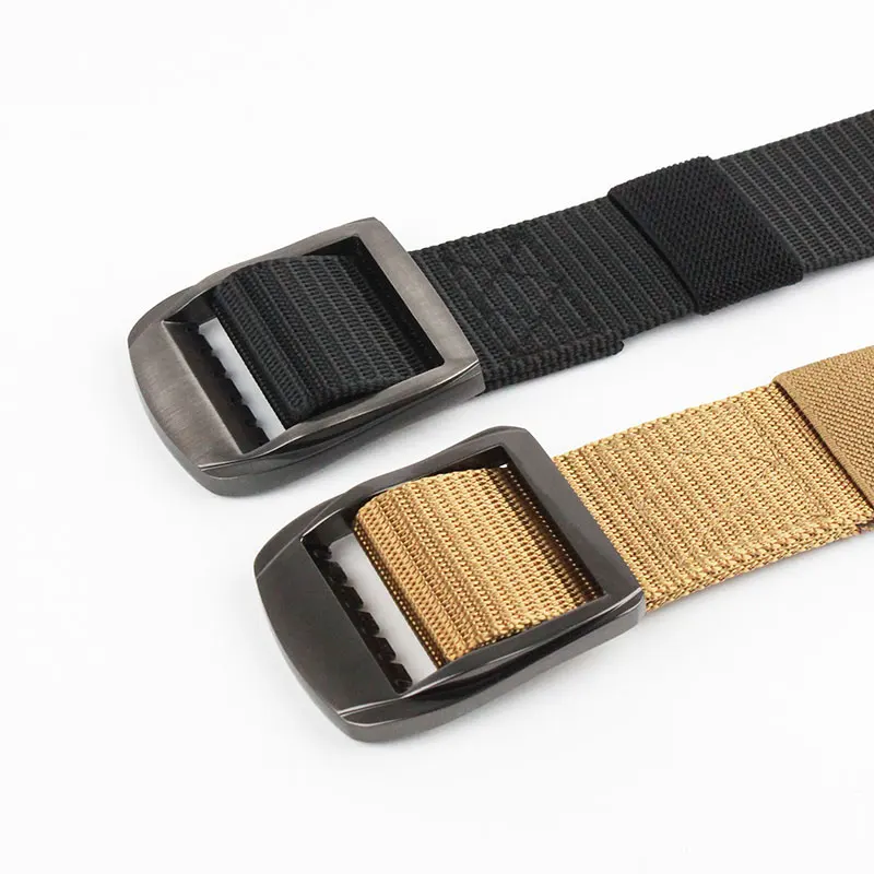 Factory Casual Polyester Tactical Belt Alloy Buckle Weaving Fabric Belts Custom Logo Outdoor Adjustable Men Canvas Webbing Belt