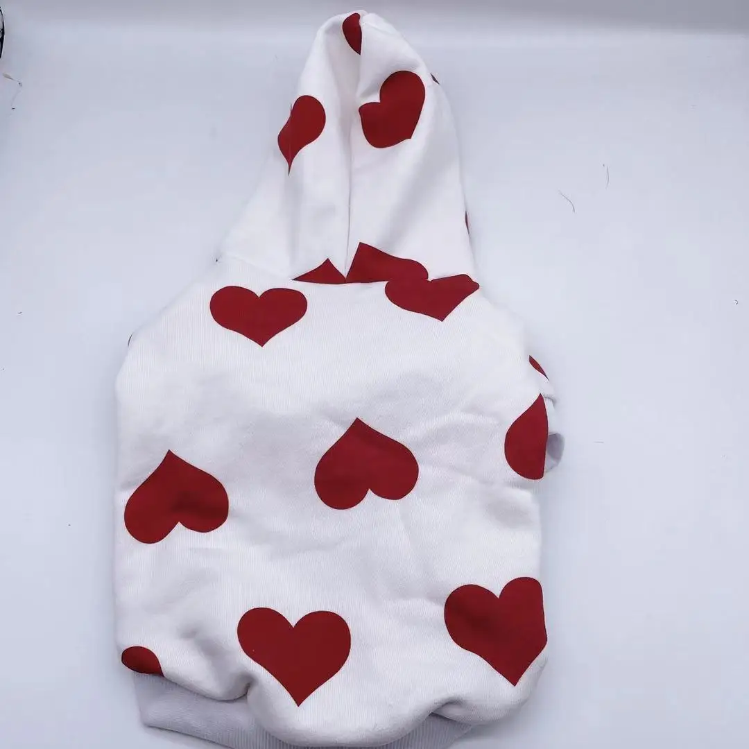 JXANRY Dog Heart Print Hoodie Autumn Winter Pet Clothes Japan Fashion Luxury Dog Coat